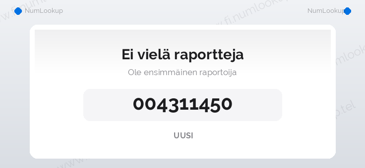 Numerotiedot numerolle 004311450