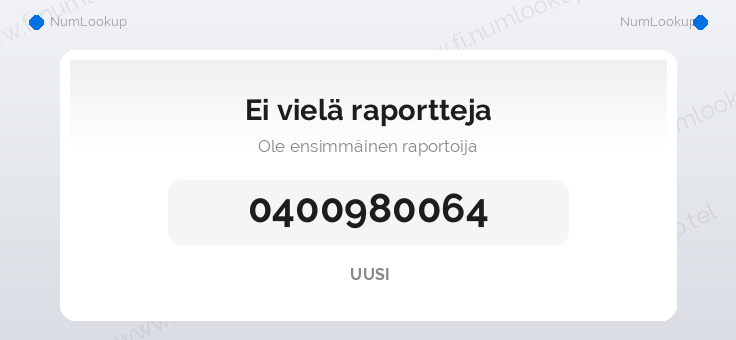 Numerotiedot numerolle 0400980064