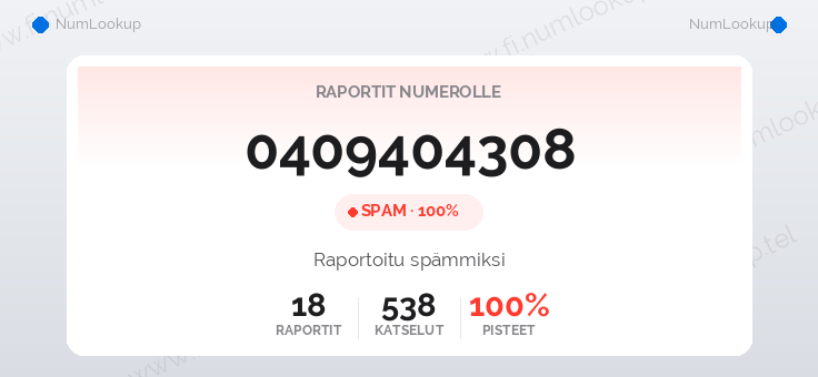 Numerotiedot numerolle 0409404308
