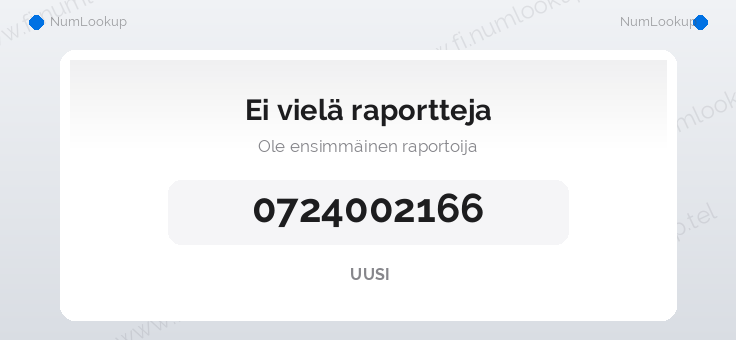 Numerotiedot numerolle 0724002166