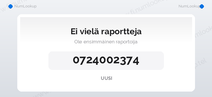 Numerotiedot numerolle 0724002374