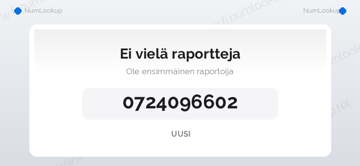 Numerotiedot numerolle 0724096602