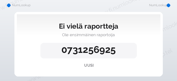 Numerotiedot numerolle 0731256925