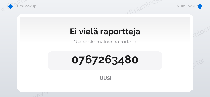 Numerotiedot numerolle 0767263480