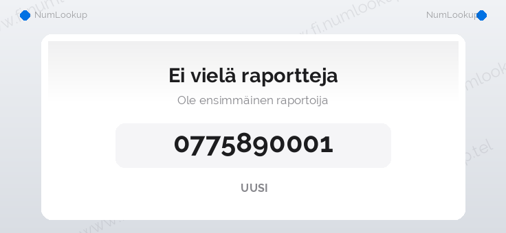 Numerotiedot numerolle 0775890001