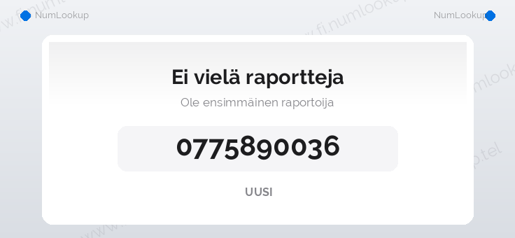 Numerotiedot numerolle 0775890036