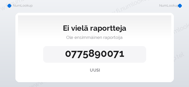 Numerotiedot numerolle 0775890071