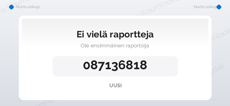 Numerotiedot numerolle 087136818