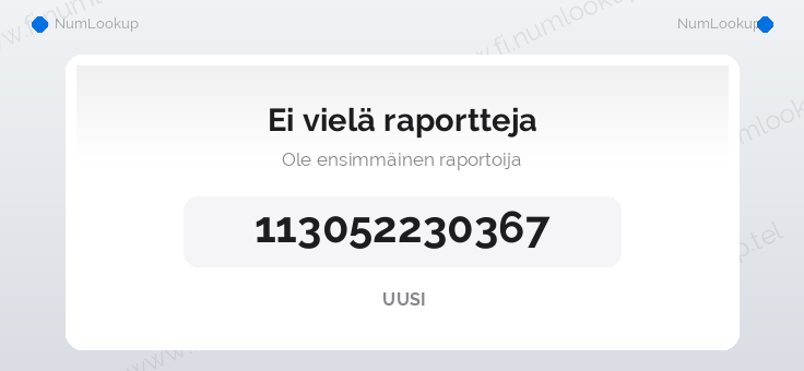 Numerotiedot numerolle 113052230367