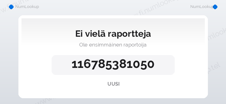 Numerotiedot numerolle 116785381050