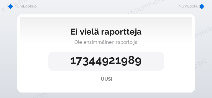Numerotiedot numerolle 17344921989
