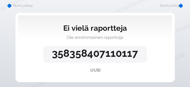 Numerotiedot numerolle +358358407110117