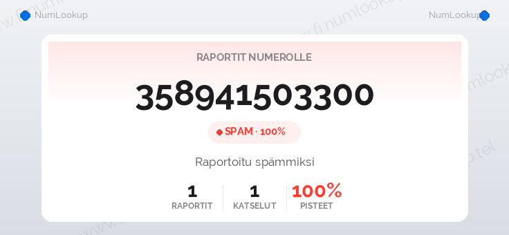 Numerotiedot numerolle 358941503300