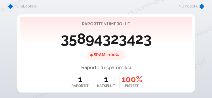 Numerotiedot numerolle 35894323423