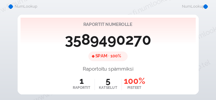 Numerotiedot numerolle 3589490270