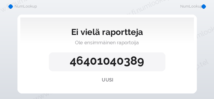 Numerotiedot numerolle 46401040389