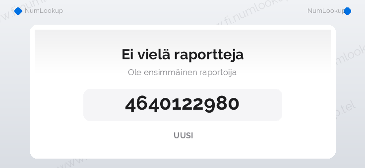 Numerotiedot numerolle 4640122980