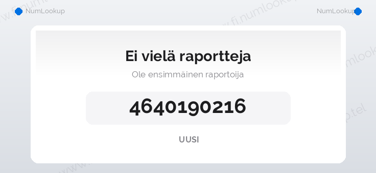 Numerotiedot numerolle 4640190216