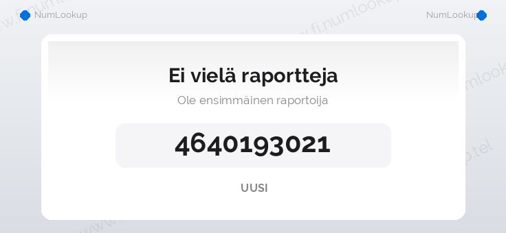 Numerotiedot numerolle 4640193021