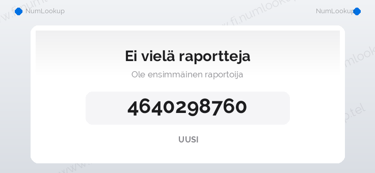 Numerotiedot numerolle 4640298760