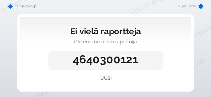 Numerotiedot numerolle 4640300121