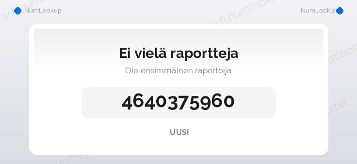 Numerotiedot numerolle 4640375960