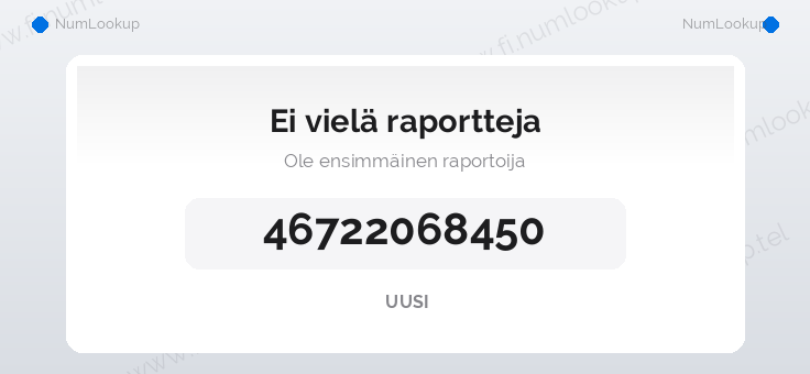 Numerotiedot numerolle 46722068450