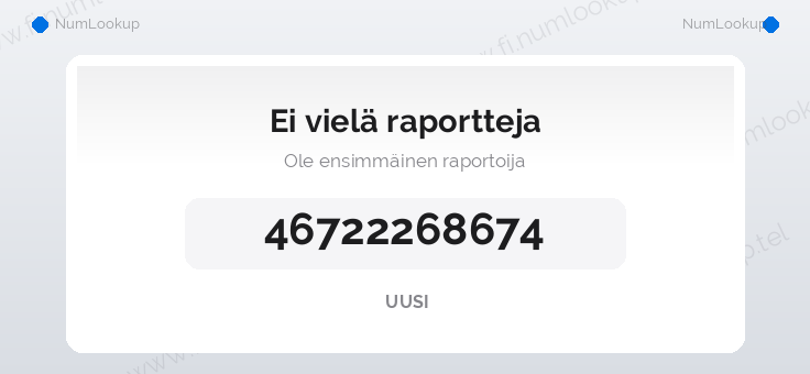 Numerotiedot numerolle 46722268674